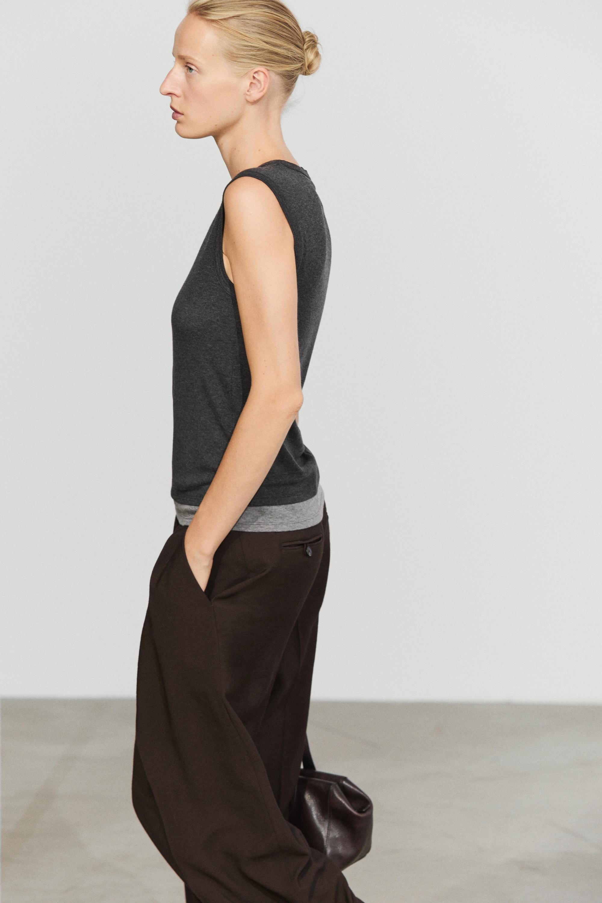 Wool blend double-layer T-shirt